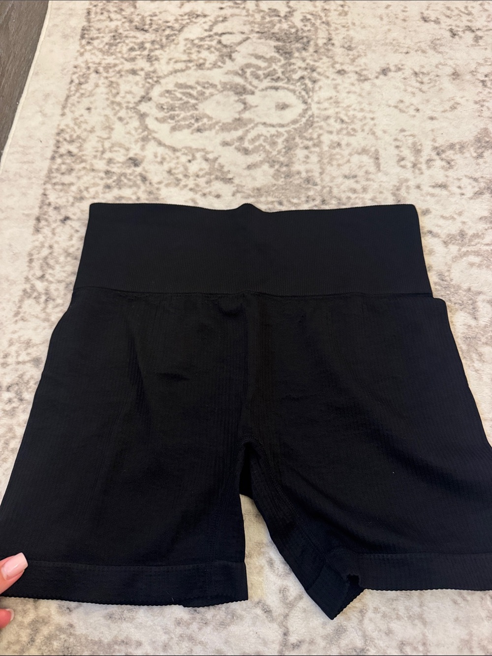 Colsie Black High-Waist Ribbed Bike Shorts